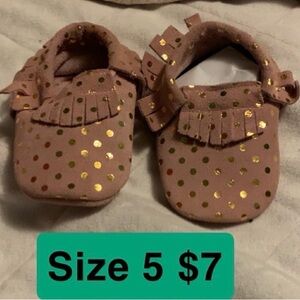 Pink Polka Dot Baby Moccasins